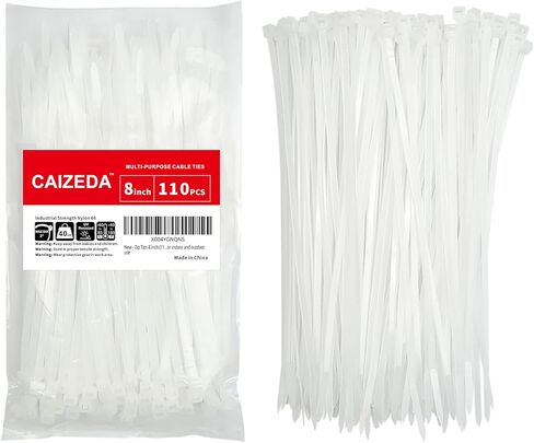 Zip Ties 8 inch (110 Pack), 40lbs Tensile Strength, white cable Ties clear, wire Ties for indoor and outdoor use in Saudi Arabia