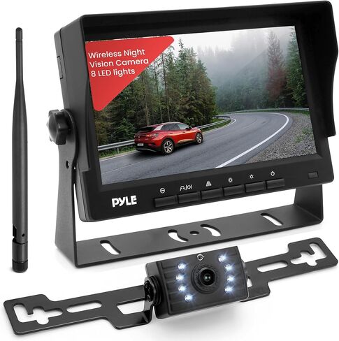 Pyle Rear View Camera with 7" Monitor, Wireless Backup Camera Kit with 1080p HD IPS LCD, IR Night Vision Backup Camera for Truck, SUV, Pickup, Travel Trailer, Waterproof Camera System in Saudi Arabia