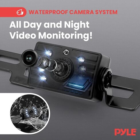 Pyle Rear View Camera with 7" Monitor, Wireless Backup Camera Kit with 1080p HD IPS LCD, IR Night Vision Backup Camera for Truck, SUV, Pickup, Travel Trailer, Waterproof Camera System in Saudi Arabia