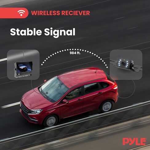 Pyle Rear View Camera with 7" Monitor, Wireless Backup Camera Kit with 1080p HD IPS LCD, IR Night Vision Backup Camera for Truck, SUV, Pickup, Travel Trailer, Waterproof Camera System in Saudi Arabia