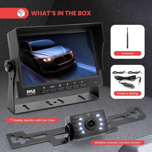 Pyle Rear View Camera with 7" Monitor, Wireless Backup Camera Kit with 1080p HD IPS LCD, IR Night Vision Backup Camera for Truck, SUV, Pickup, Travel Trailer, Waterproof Camera System in Saudi Arabia