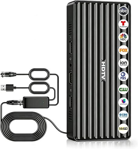 TV Antenna for HD Smart TV, Indoor & Outdoor, 1000+ Miles Range, Supports 8K/4K/1080P, Free Local Channels with 33ft Cable, Obsidian in Saudi Arabia