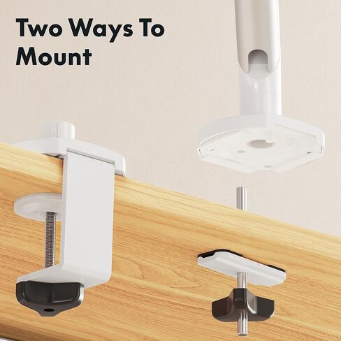 FlexiSpot Single Monitor Arm, Premium Aluminum Monitor Desk Mount Fits Screen up to 35 Inches 19.84 lbs, Fully Adjustable Monitor Stand with C-Clamp & Grommet Base for Home Office, White in Saudi Arabia