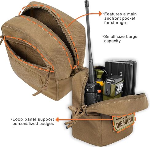 Tactical Molle Admin Pouch,Small GP General Purpose Pouches with Loop Panel for Vest,Gun Belts,Backpack etc. (Coyote Brown) in Saudi Arabia