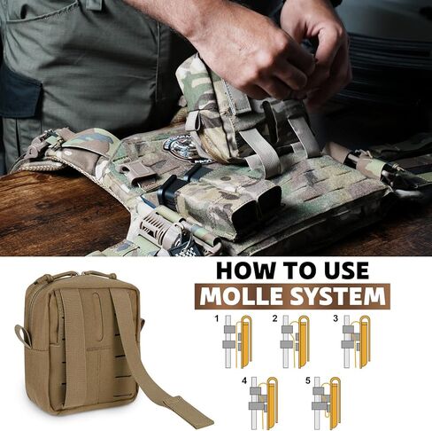 Tactical Molle Admin Pouch,Small GP General Purpose Pouches with Loop Panel for Vest,Gun Belts,Backpack etc. (Coyote Brown) in Saudi Arabia