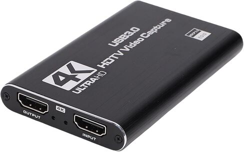 بطاقة التقاط الفيديو، حلقة HDMI 4K إلى USB 3.0 مع مدخل 1080P 60FPS وميكروفون، توصيل وتشغيل بطاقة زمن الوصول المنخفض للبث المباشر وتسجيل الألعاب in Kuwait