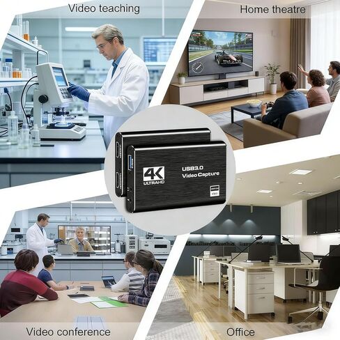 بطاقة التقاط الفيديو، حلقة HDMI 4K إلى USB 3.0 مع مدخل 1080P 60FPS وميكروفون، توصيل وتشغيل بطاقة زمن الوصول المنخفض للبث المباشر وتسجيل الألعاب in Kuwait