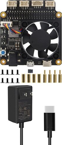 Geekworm for Raspberry Pi 4B/3B+/3B, X735 V3.0 Power Management with Safe Shutdown & PMW Cooling Fan Expansion Board + 20W Type-C 5V 4A Power Adapter Compatible with Raspberry Pi 4 Model B in Saudi Arabia