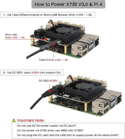 Geekworm for Raspberry Pi 4B/3B+/3B, X735 V3.0 Power Management with Safe Shutdown & PMW Cooling Fan Expansion Board + 20W Type-C 5V 4A Power Adapter Compatible with Raspberry Pi 4 Model B in Saudi Arabia