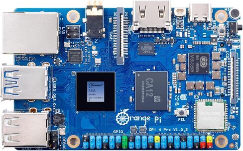 Orange Pi 4 Pro 12GB LPDDR5 8 Core 64 بت كمبيوتر لوحي واحد، 3TOPS AI NPU Allwinner A733 WiFi 6 وبلوتوث 5.4 تردد 2.0 جيجا هرتز كمبيوتر صغير يعمل بنظام Android، Linux، Orange Pi OS in Saudi Arabia