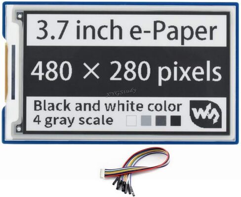 3.7 inch e-Paper E-Ink Display HAT 480×280 Pixels Screen Black/White 4 Grey Scales SPI Interface for Raspberry Pi 4 3 2 Jetson Nano STM32 3.3V / 5V @XYGStudy in Saudi Arabia