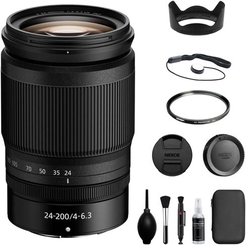 Nikon NIKKOR Z 24-200mm f/4-6.3 VR Lens Compatible with Z Mount (Full Frame) Bundle with 67mm UV Filter + Lens Cap Keeper + Deluxe Cleaning Kit + Cleaning Cloth (5 Items) in Saudi Arabia