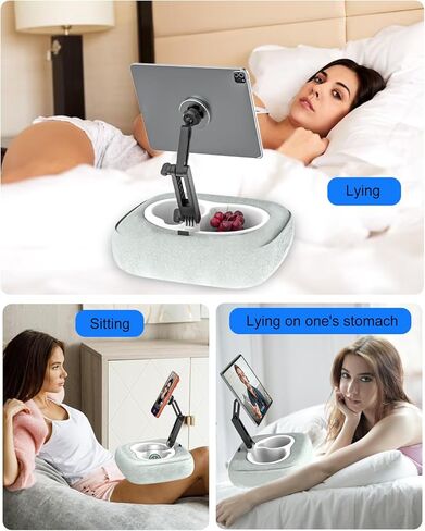 حامل وسادة مغناطيسي للتابلت لأجهزة iPad وiPhone [مغناطيس قوي وصديق للبشرة] حامل وسادة هاتف للحضن/السرير/الأريكة/المكتب، يناسب iPad مقاس 4-13 بوصة، Kindle، Galaxy Tab، الهاتف، مع 3 حلقات مغناطيسية in Kuwait
