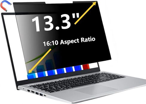 13.3-inch magnetic privacy screen, suitable for laptops with a 16:10 detachable anti-glare filter, reduces blue light/compatible with HP, Dell, Acer, Asus, Samsung, Lenovo and other laptops. in Saudi Arabia