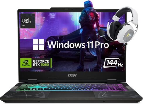 كمبيوتر محمول للألعاب msi Cyborg مقاس 15.6 بوصة FHD 144 هرتز، Intel Core 7-240H، NVIDIA GeForce RTX 5060، ذاكرة الوصول العشوائي 64 جيجابايت، 2 تيرابايت SSD، لوحة مفاتيح بإضاءة خلفية RGB، Wi-Fi 6E، كاميرا ويب HD، Windows 11 Pro، أسود، مع ملحق Mytrix in Saudi Arabia