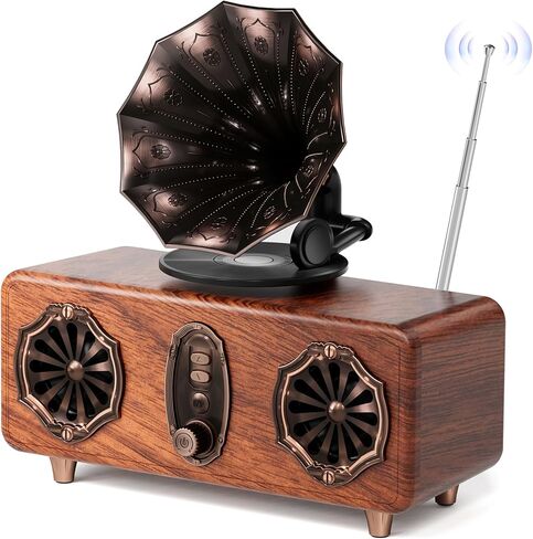Retro Bluetooth Speaker, FM Radio with Dual-Speaker Design, Bluetooth 5.4 Wireless Speaker, 15H Playtime 1800mAh, Vintage Wireless Speaker Support AUX/TF Card/USB for Home Kitchen Outdoor Gift in Saudi Arabia