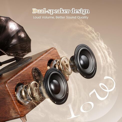 Retro Bluetooth Speaker, FM Radio with Dual-Speaker Design, Bluetooth 5.4 Wireless Speaker, 15H Playtime 1800mAh, Vintage Wireless Speaker Support AUX/TF Card/USB for Home Kitchen Outdoor Gift in Saudi Arabia