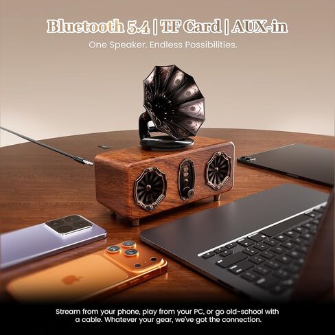Retro Bluetooth Speaker, FM Radio with Dual-Speaker Design, Bluetooth 5.4 Wireless Speaker, 15H Playtime 1800mAh, Vintage Wireless Speaker Support AUX/TF Card/USB for Home Kitchen Outdoor Gift in Saudi Arabia