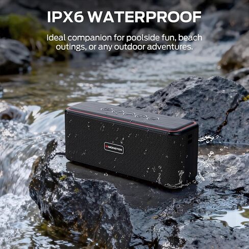 Monster Shock Plus Bluetooth Speaker,Portable Speaker with 40W Loud Stereo Sound, Bluetooth 6.0,TWS Pairing, 20H Playtime,Support AUX/TF Card,IPX6 Waterproof Wireless Speakers for Outdoor,Home,Travel in Kuwait