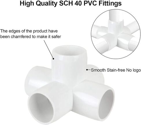 10 Pcs 6 Way PVC Elbow Pipe Fittings, 90 Degree Corner Connectors for 20mm/0.8in ID Tubing, Multi Use for Furniture Greenhouse Frames Tent Structures, Pool Accessories (White) in Saudi Arabia