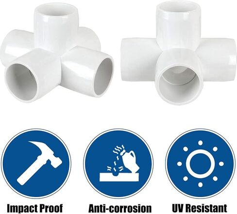 10 Pcs 6 Way PVC Elbow Pipe Fittings, 90 Degree Corner Connectors for 20mm/0.8in ID Tubing, Multi Use for Furniture Greenhouse Frames Tent Structures, Pool Accessories (White) in Saudi Arabia