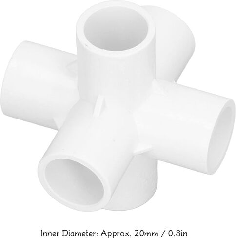 10 Pcs 6 Way PVC Elbow Pipe Fittings, 90 Degree Corner Connectors for 20mm/0.8in ID Tubing, Multi Use for Furniture Greenhouse Frames Tent Structures, Pool Accessories (White) in Saudi Arabia