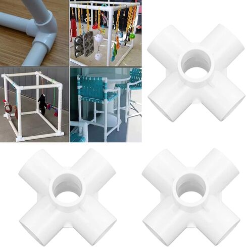 10 Pcs 6 Way PVC Elbow Pipe Fittings, 90 Degree Corner Connectors for 20mm/0.8in ID Tubing, Multi Use for Furniture Greenhouse Frames Tent Structures, Pool Accessories (White) in Saudi Arabia