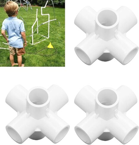 10 Pcs 6 Way PVC Elbow Pipe Fittings, 90 Degree Corner Connectors for 20mm/0.8in ID Tubing, Multi Use for Furniture Greenhouse Frames Tent Structures, Pool Accessories (White) in Saudi Arabia