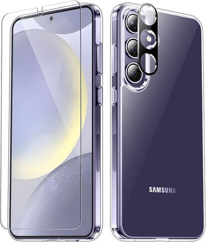 جراب SPIDERCASE مصمم لهاتف Samsung Galaxy S24، [حماية من السقوط بدرجة عسكرية 10 أقدام]، عبوتان [واقي شاشة من الزجاج المقسى + واقي عدسة الكاميرا] جراب شديد التحمل مقاوم للصدمات، شفاف in Kuwait