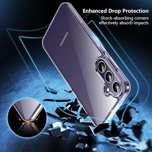 جراب SPIDERCASE مصمم لهاتف Samsung Galaxy S24، [حماية من السقوط بدرجة عسكرية 10 أقدام]، عبوتان [واقي شاشة من الزجاج المقسى + واقي عدسة الكاميرا] جراب شديد التحمل مقاوم للصدمات، شفاف in Kuwait