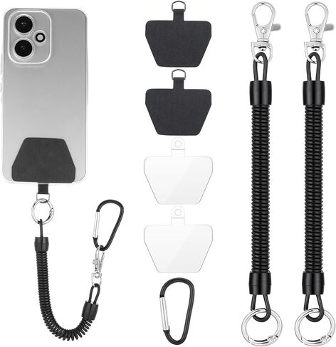 TIESOME 2 PCS Phone Lanyard Tether with Patch, Phone Leash Anti-theft Phone Strap with 4 Patch & 1 Carabiner Anti-Drop Outdoor Accessory Fit Most Cell Phones for Skiing Hiking Cycling Climbing in Saudi Arabia