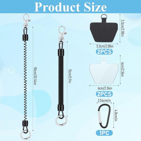 TIESOME 2 PCS Phone Lanyard Tether with Patch, Phone Leash Anti-theft Phone Strap with 4 Patch & 1 Carabiner Anti-Drop Outdoor Accessory Fit Most Cell Phones for Skiing Hiking Cycling Climbing in Saudi Arabia