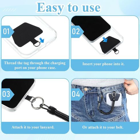 TIESOME 2 PCS Phone Lanyard Tether with Patch, Phone Leash Anti-theft Phone Strap with 4 Patch & 1 Carabiner Anti-Drop Outdoor Accessory Fit Most Cell Phones for Skiing Hiking Cycling Climbing in Saudi Arabia