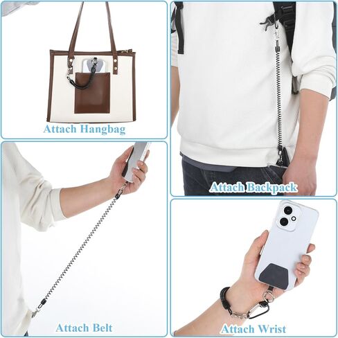 TIESOME 2 PCS Phone Lanyard Tether with Patch, Phone Leash Anti-theft Phone Strap with 4 Patch & 1 Carabiner Anti-Drop Outdoor Accessory Fit Most Cell Phones for Skiing Hiking Cycling Climbing in Saudi Arabia