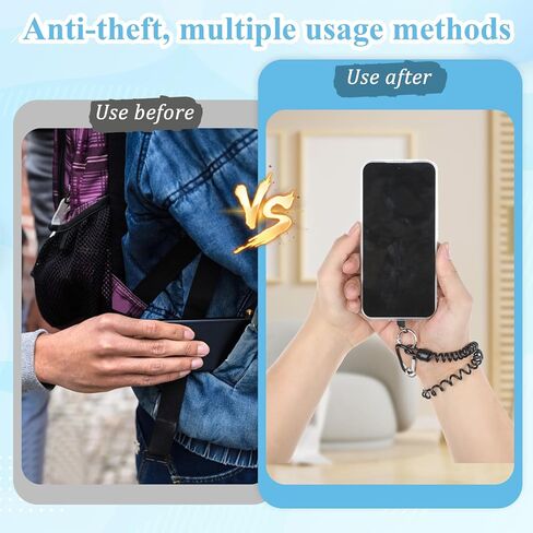 TIESOME 2 PCS Phone Lanyard Tether with Patch, Phone Leash Anti-theft Phone Strap with 4 Patch & 1 Carabiner Anti-Drop Outdoor Accessory Fit Most Cell Phones for Skiing Hiking Cycling Climbing in Saudi Arabia