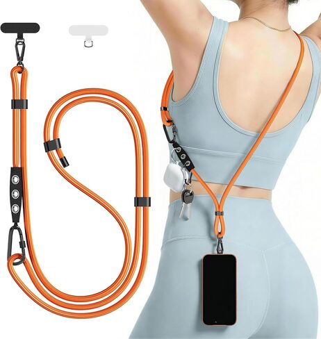Phone Strap Crossbody Phone Lanyard with 2 Phone Tabs,Adjustable Anti Theft Phone Strap for iPhone Around with Hanging Loops ,Skin-Friendly,Universal Cell Phone Neck lanyard for Outdoor Travel (Pink) in Saudi Arabia