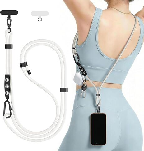 Phone Strap Crossbody Phone Lanyard with 2 Phone Tabs,Adjustable Anti Theft Phone Strap for iPhone Around with Hanging Loops ,Skin-Friendly,Universal Cell Phone Neck lanyard for Outdoor Travel (Pink) in Saudi Arabia