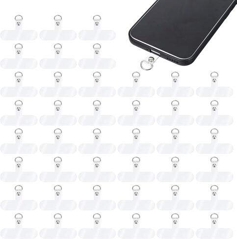 40 Pcs Phone Charm Holder, Phone Tether Tab Lanyard Tab Universal Transparent TPU Mobile Cellphone Tether Patch Without Adhesive, Strap Holder Lanyard Replacement Part Accessories for Cell Strap in Saudi Arabia