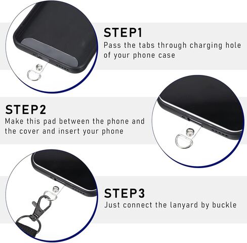 40 Pcs Phone Charm Holder, Phone Tether Tab Lanyard Tab Universal Transparent TPU Mobile Cellphone Tether Patch Without Adhesive, Strap Holder Lanyard Replacement Part Accessories for Cell Strap in Saudi Arabia