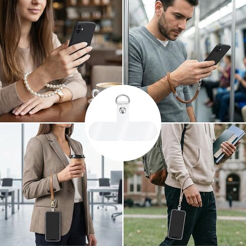 40 Pcs Phone Charm Holder, Phone Tether Tab Lanyard Tab Universal Transparent TPU Mobile Cellphone Tether Patch Without Adhesive, Strap Holder Lanyard Replacement Part Accessories for Cell Strap in Saudi Arabia