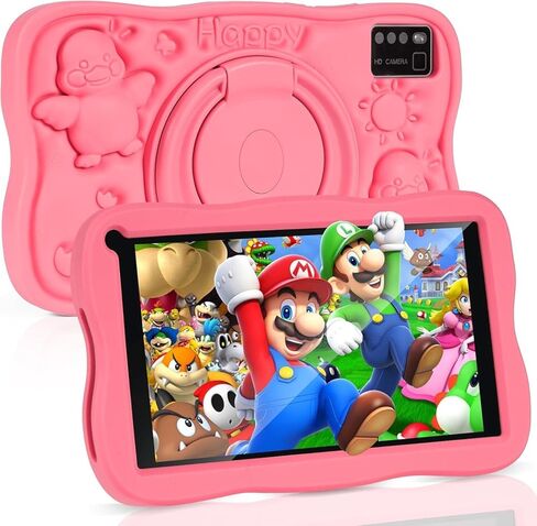 Kids Tablet 7 inch Android Tablet for Kids, 8GB RAM 64GB ROM 128GB Expand, Bluetooth, WiFi,with Shockproof Case-Pink in Saudi Arabia