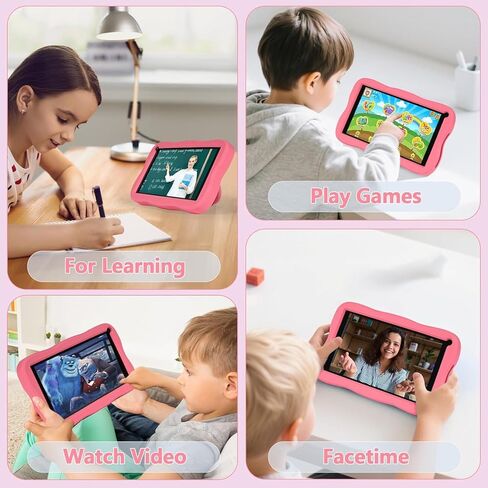 Kids Tablet 7 inch Android Tablet for Kids, 8GB RAM 64GB ROM 128GB Expand, Bluetooth, WiFi,with Shockproof Case-Pink in Saudi Arabia