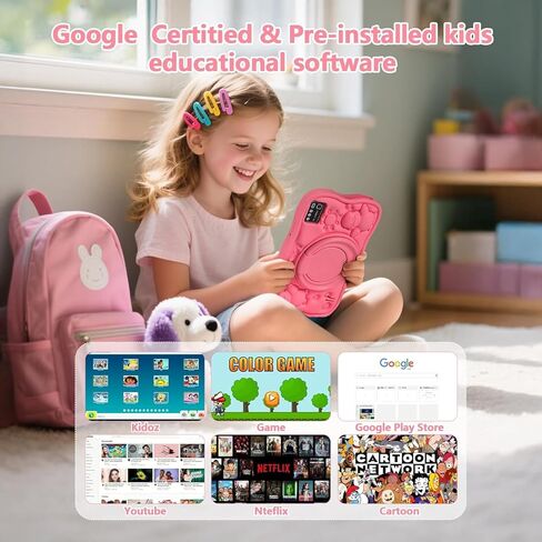 Kids Tablet 7 inch Android Tablet for Kids, 8GB RAM 64GB ROM 128GB Expand, Bluetooth, WiFi,with Shockproof Case-Pink in Saudi Arabia