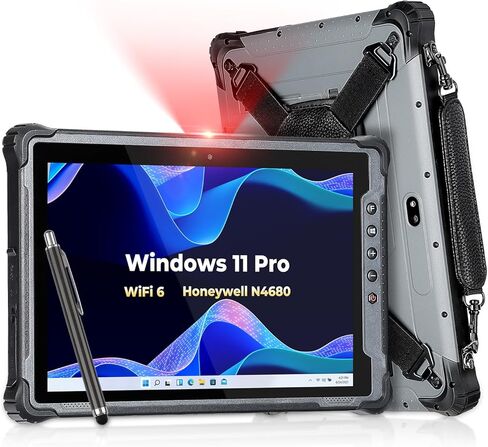 MUNBYN Rugged Tablet with Barcode Scanner,10.1-inch Windows 11 Pro Tablet, Wi-Fi 6, 1000nit Sunlight Readable, Built-in Honeywell N4680 Scanner, Intel N100 Rugged PC, 4G LTE for Warehouse, Gray in Saudi Arabia