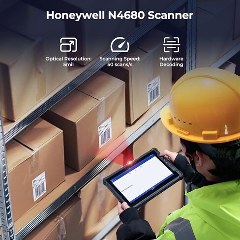 MUNBYN Rugged Tablet with Barcode Scanner,10.1-inch Windows 11 Pro Tablet, Wi-Fi 6, 1000nit Sunlight Readable, Built-in Honeywell N4680 Scanner, Intel N100 Rugged PC, 4G LTE for Warehouse, Gray in Saudi Arabia