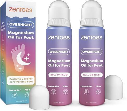 ZenToes Magnesium Oil for Feet | Targeted Tension Relief Roller Ball for Restless Legs & Feet | Magnesium Spray Alternative for Restful Sleep | Lavender & Mint Scent | 3.4oz in Saudi Arabia