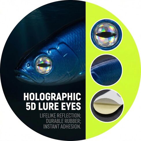 3D Fishing Lure Eyes 183pcs – Holographic Fly Tying Material with Self-Adhesive Backing for Lure Making and Crafts in Saudi Arabia