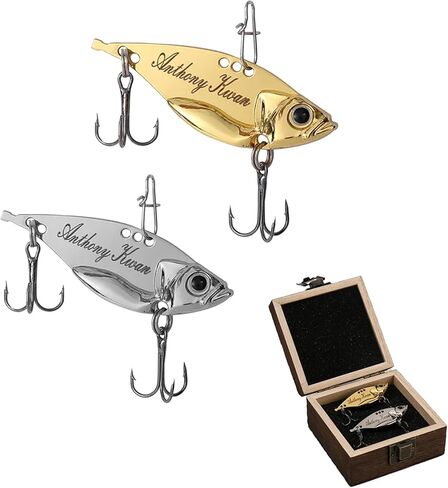 Personalized Birthday Gifts for Men, Customized Funny Engraved Fishing Lures Kit with Gifts Box, Freshwater Saltwater Fishing Hooks Fishing Gifts for Husband, Father, Grandpa in Saudi Arabia