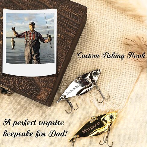 Personalized Birthday Gifts for Men, Customized Funny Engraved Fishing Lures Kit with Gifts Box, Freshwater Saltwater Fishing Hooks Fishing Gifts for Husband, Father, Grandpa in Saudi Arabia