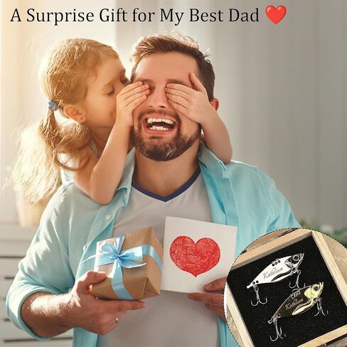 Personalized Birthday Gifts for Men, Customized Funny Engraved Fishing Lures Kit with Gifts Box, Freshwater Saltwater Fishing Hooks Fishing Gifts for Husband, Father, Grandpa in Saudi Arabia